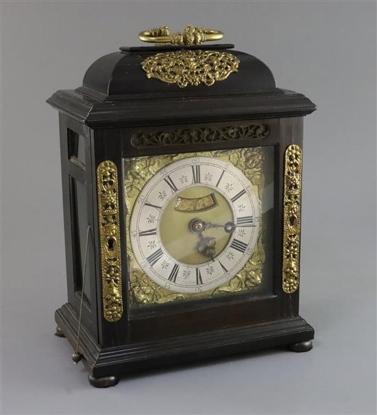 Francis Tantum of Loscoe, Derbyshire. A 17th century ebonised quarter repeating bracket clock, height 12.25in.